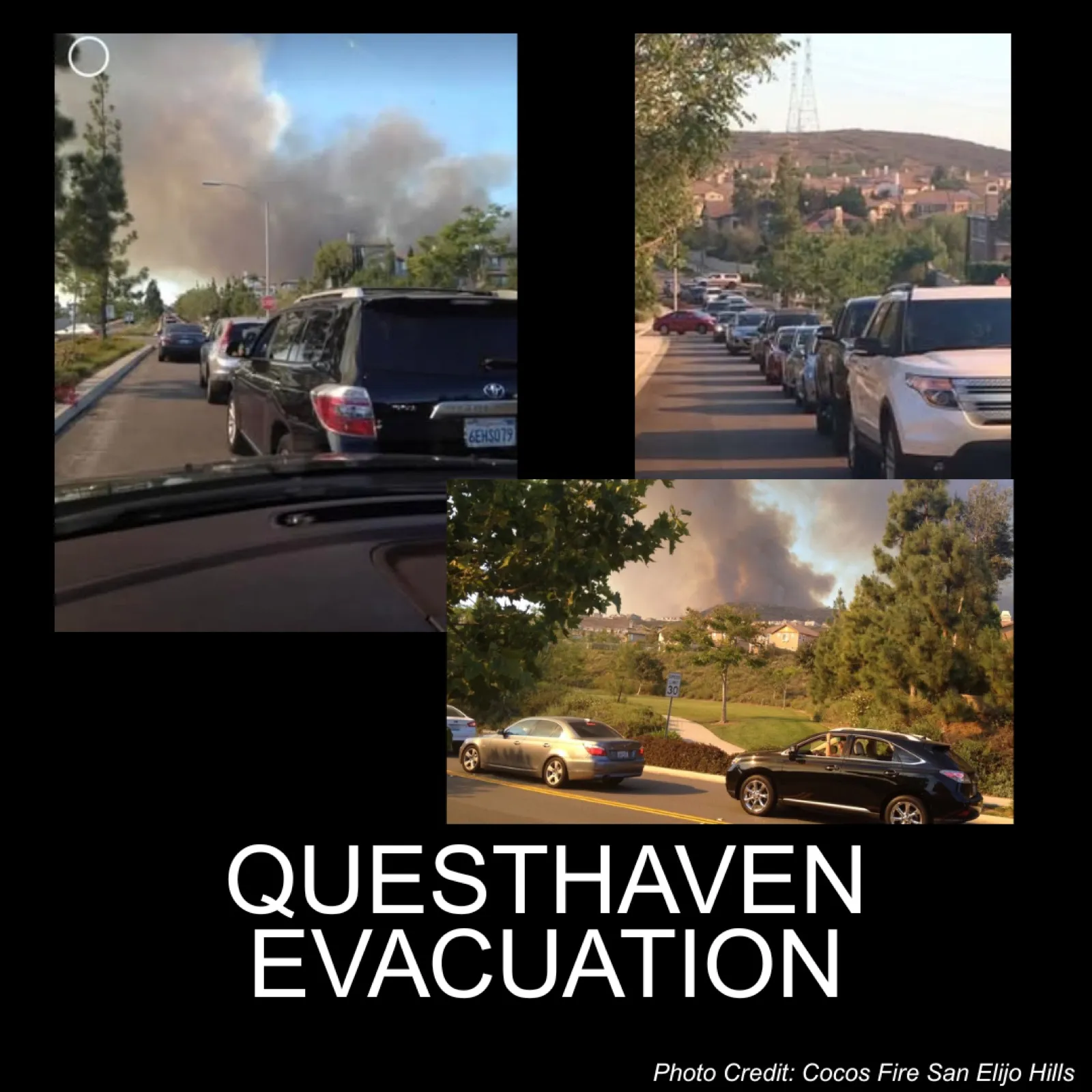Cocos Fire evacuation traffic on Questhaven